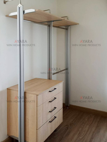 Walk in Closet - L Shape Melamine สี Light Walnut 5