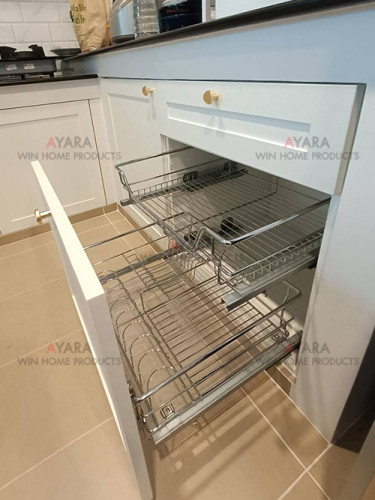 ชุดครัว Built-in โครงซีเมนต์บอร์ด หน้าบาน Laminate สีขาวด้าน - ม.Perfect Place 3