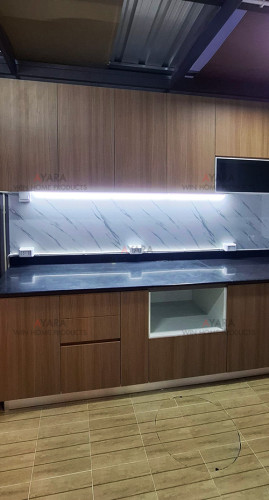 ชุดครัว Built-in โครงซีเมนต์บอร์ด หน้าบาน Melamine 5051-17 สีลายไม้ - ม.อณาสิริ 2