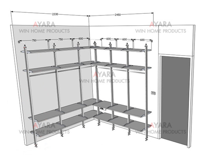 Walk in Closet - L Shape Melamine สีขาว 4