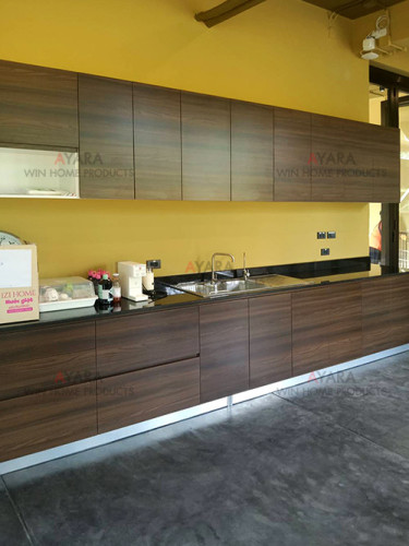 ชุดครัว Built-in โครงซีเมนต์บอร์ด หน้าบาน Melamine สี ES 5021-19 ลายไม้แนวนอน 1