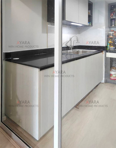 ชุดครัว Built-in โครงซีเมนต์บอร์ด หน้าบาน Melamine สี TNK 5054-15