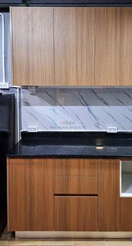 ชุดครัว Built-in โครงซีเมนต์บอร์ด หน้าบาน Melamine 5051-17 สีลายไม้ - ม.อณาสิริ 4
