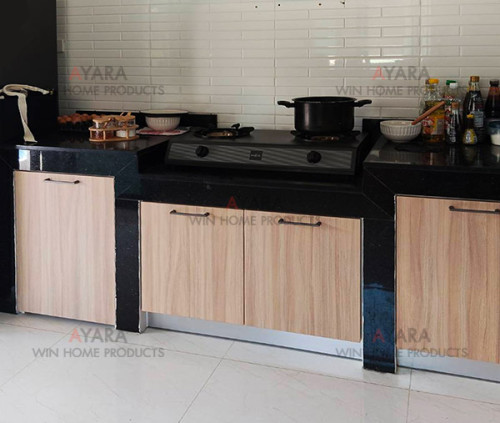 ชุดครัว Built-in โครงซีเมนต์บอร์ด หน้าบาน Melamine 5017-17 สีลายไม้