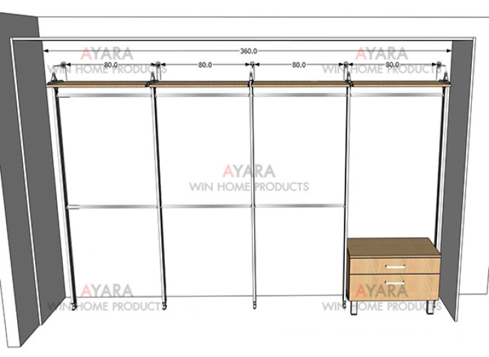 Walk in Closet - I Shape Melamine สี Maple 4