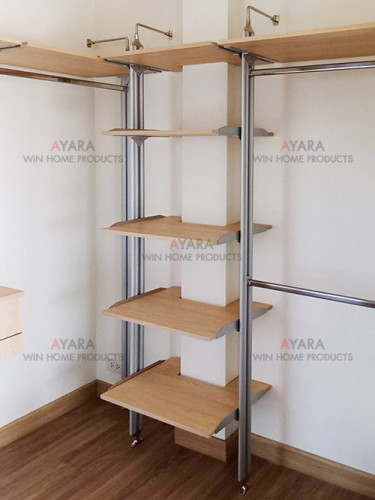 Walk in Closet - L Shape Melamine สี Light Walnut 4