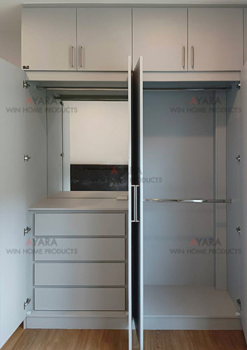 ตู้เสื้อผ้า Built-in โครงตู้และหน้าบานปาติเกิล กันชื้น เคลือบ Melamine สี ES 4007-11 2