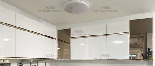 ชุดครัว Built-in โครง HMR หน้าบาน Hi Gloss สีขาวเงา