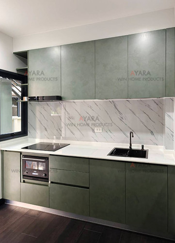 ชุดครัว Built-in โครงซีเมนต์บอร์ด หน้าบาน Melamine สี TNK 2010-20 - ม.บ้านกลางเมือง