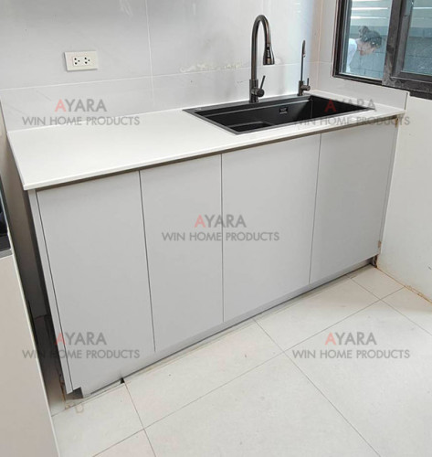 ชุดครัว Built-in โครงซีเมนต์บอร์ด หน้าบาน Melamine สี TNK 4005-11