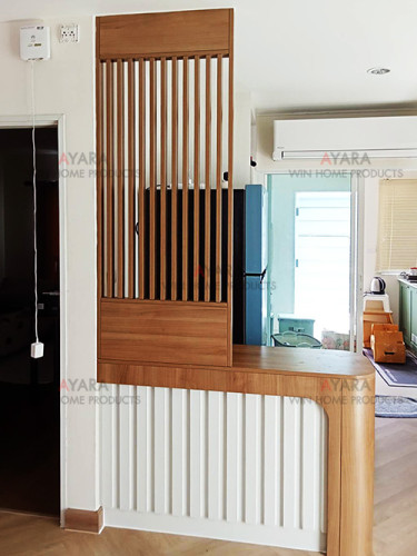 ชุด Pantry Built-in โครงซีเมนต์บอร์ด Melamine สี White Oak + Capuccino 5