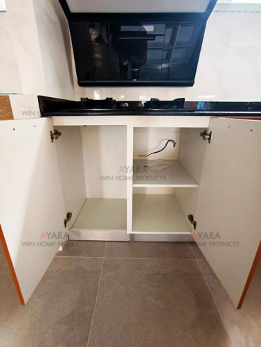 ชุดครัว Built-in โครงซีเมนต์บอร์ด หน้าบาน Laminate สี Bavarian Beach 5