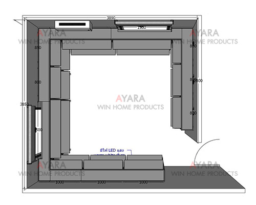 Walk in Closet - U Shape Melamine สีขาวเงา 6