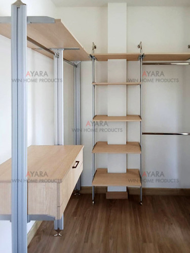 Walk in Closet - L Shape Melamine สี Light Walnut 1