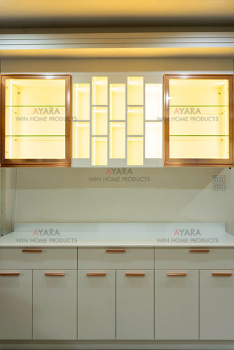 ชุด Pantry Built-in โครงซีเมนต์บอร์ด Melamine สีครีม 1