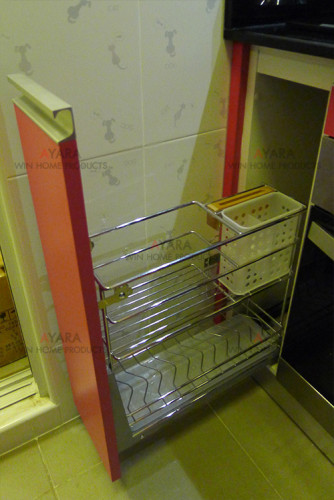 ชุดครัว Built-in ตู้ล่าง โครงซีเมนต์บอร์ด หน้าบาน Melamine สีชมพู - ม.inizio 3