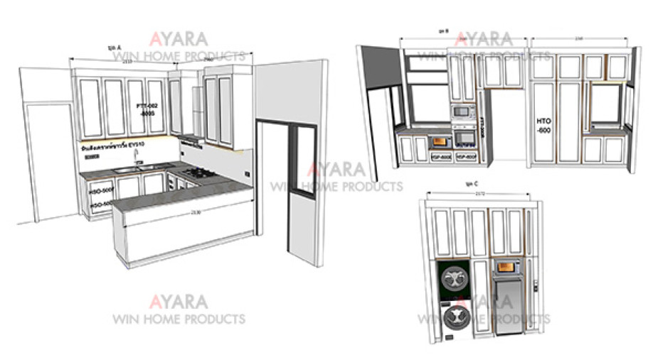 ชุดครัว Built-in โครงซีเมนต์บอร์ด หน้าบาน Hi Gloss สีขาวเงา 9