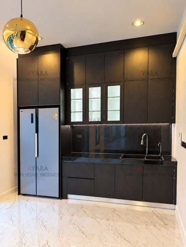 ชุดครัว Built-in โครงซีเมนต์บอร์ด หน้าบาน Melamine สี TNK 5040-12