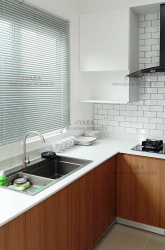 ชุดครัว Built-in โครงซีเมนต์บอร์ด หน้าบาน Melamine สีขาว + ES 5051-15 2