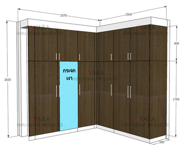 ตู้เสื้อผ้า Built-in โครงปาติเกิล หน้าบาน Melamine สี Oak 4