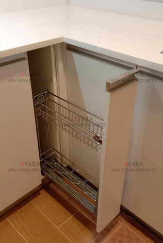 ชุดครัว Built-in โครงซีเมนต์บอร์ด หน้าบาน Melamine สีขาวด้าน - ม.The Trust 8