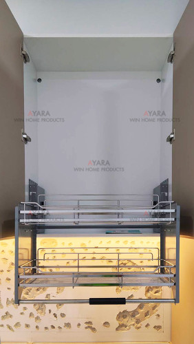 ชุดครัว Built-in โครงซีเมนต์บอร์ด หน้าบาน Melamine สีน้ำตาลอ่อน 3