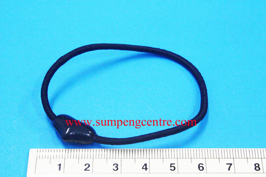 ยางรัดผม ลูกปัดหัวใจสีดำ 1