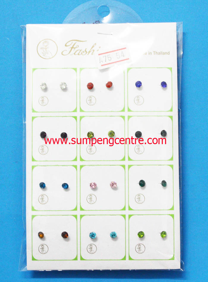 ต่างหูเพชรพลอยสี A75 4