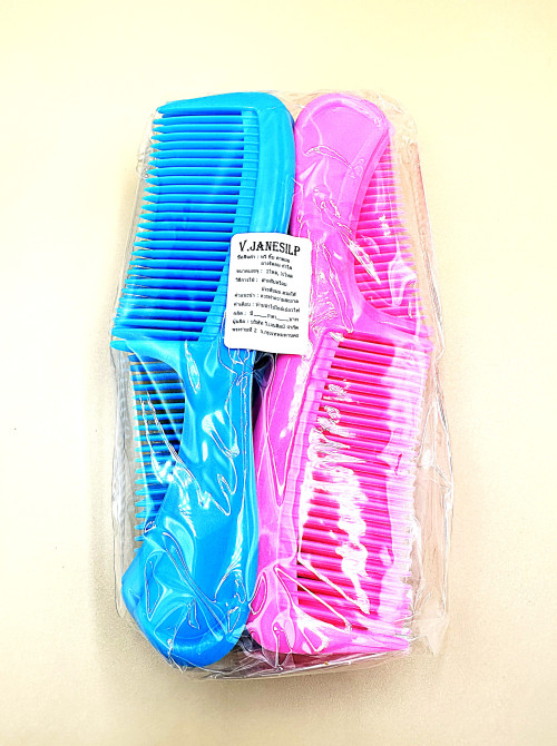 หวีจิ๋ว ไม่ซอง สีชมฟ้า จัมโบ้ (12 ชิ้น)