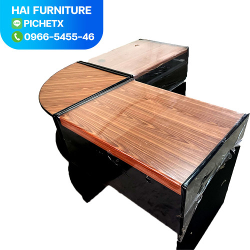 ชุดโต๊ะคอมพิวเตอร์ 3 ชิ้น w180*d180*h75 cm สีสัก/ดำ