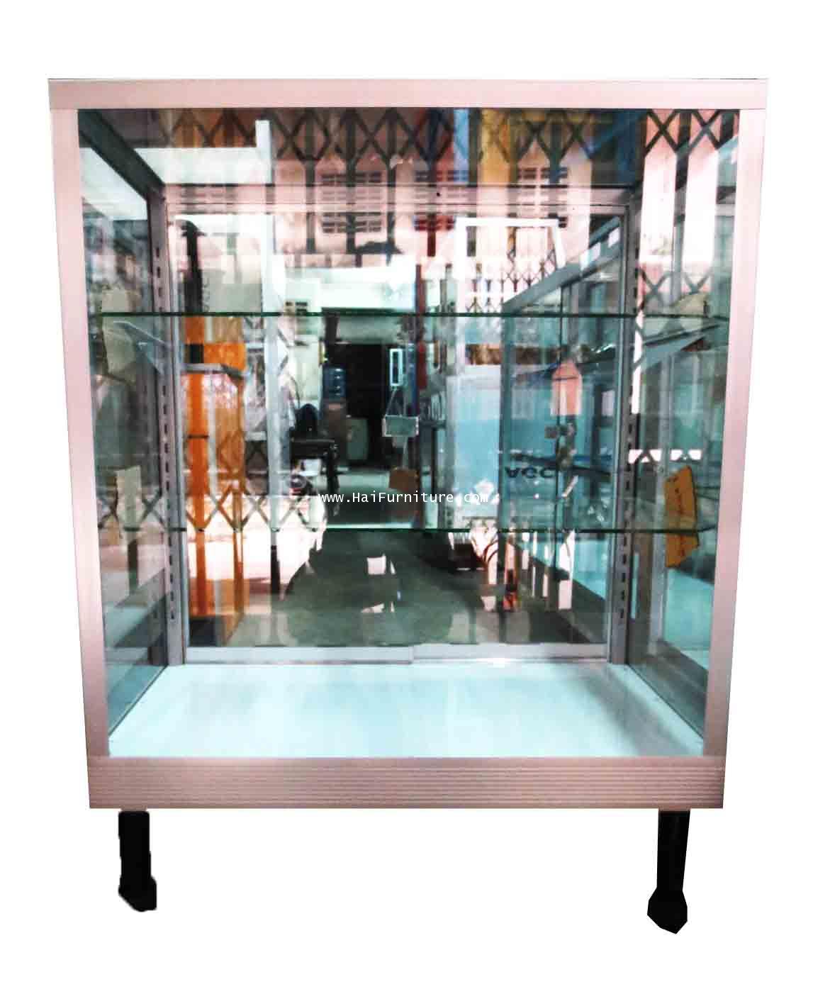 S2.5L ตู้โชว์ ตู้กระจกแสดงสินค้า ขอบอลูมิเนียม 2.5 ฟุต ชั้นปรับ 78*42*100 ซม. 1