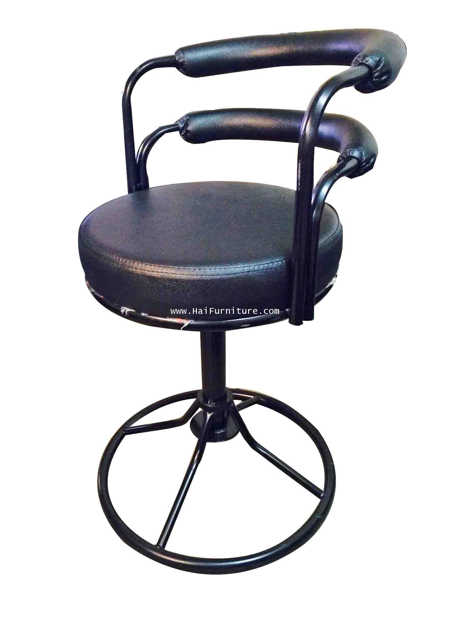 เก้าอี้บาร์เตี้ย มีพนักพิง เบาะหนัง BC163S ตรา Elegant