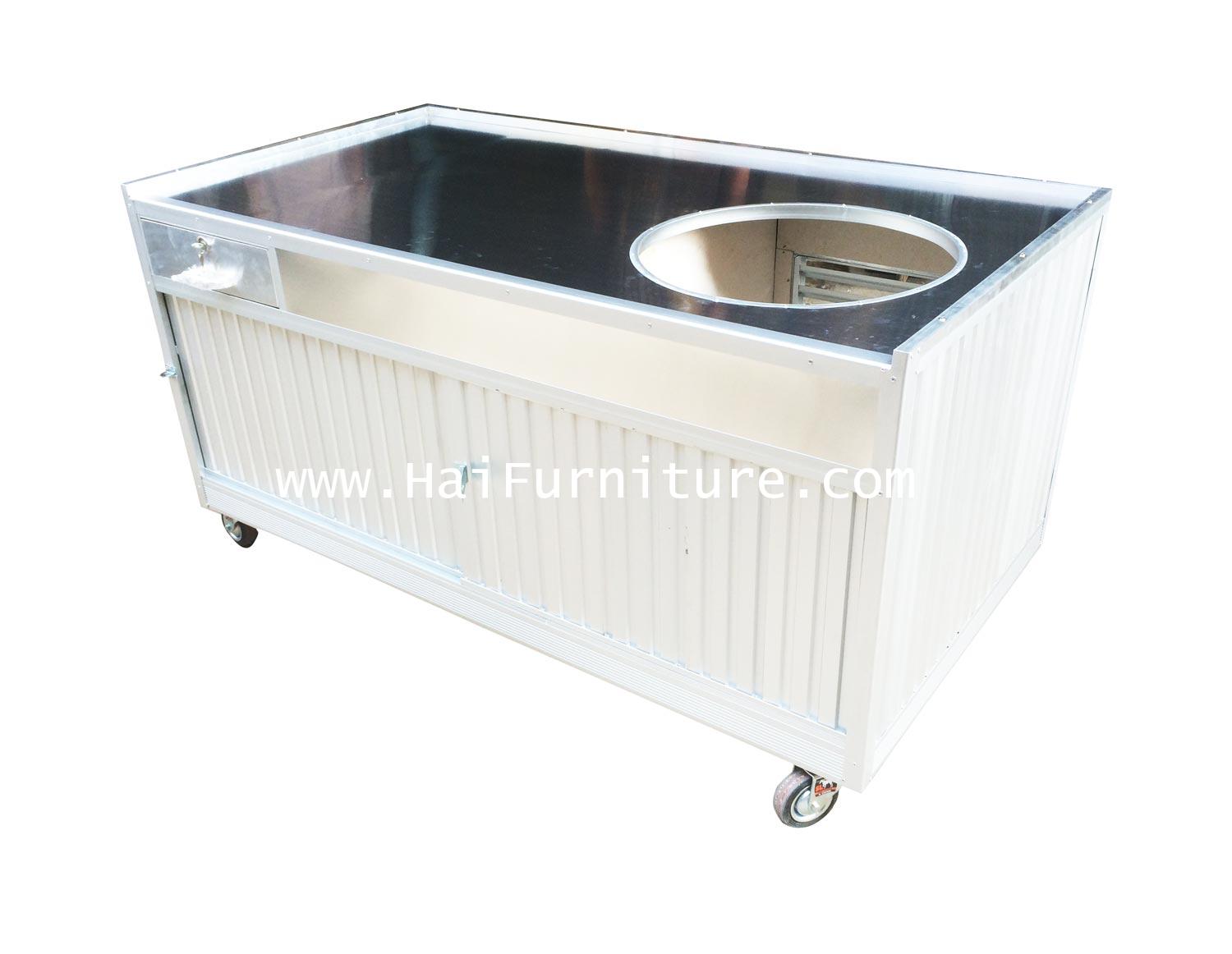 CT5HTB เคาท์เตอร์ขายอาหารอลูมิเนียม มีหลุม 19 นิ้ว 154*82*80 ซม. 3