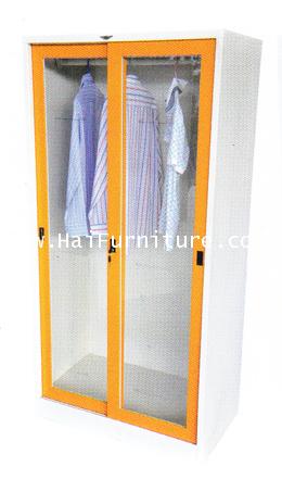 ตู้เสื้อผ้าเหล็กบานเลื่อนกระจกสูง 3 ฟุต WD-SLA3 Elegant  91.4*53.2*183 cm