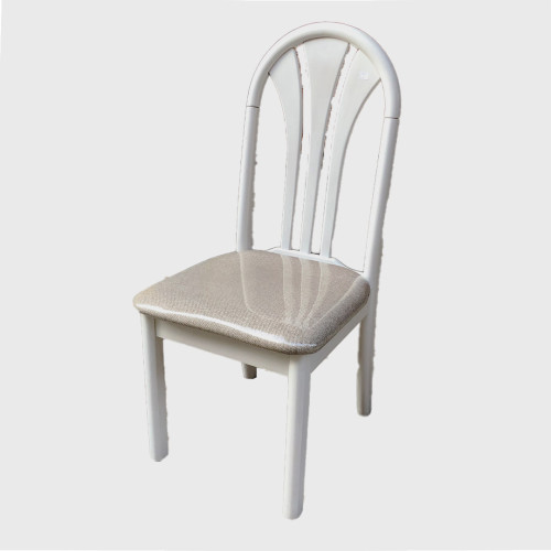 เก้าอี้ไม้สีขาว เบาะผ้า โครงไม้