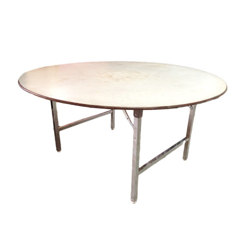 โต๊ะกลมหน้าไม้อัดสัก  หน้าโฟไมกา w138*d138*h74 ซม.