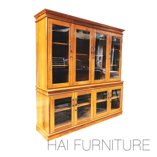 ตู้โชว์ไม้สักทองทั้งใบ (รวมทั้งหลังตู้) W194*d48*h197 ซม.