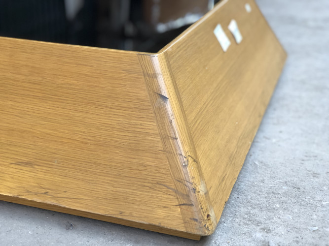 โต๊ะกลางรับแขกไม้ หน้ากระจกสีชา  w100*d100*h29 ซม. 1