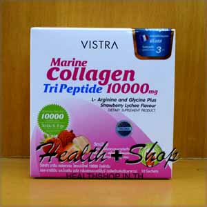 Vistra Marine Collagen TriPeptide 10000 mg10 ซองกลิ่นสตรอเบอร์รี่ ลิ้นจี่