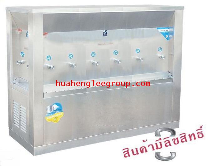 ตู้ทำน้ำเย็น 3 ด้าน สเตนเลส แบบต่อท่อประปา 10 ก๊อก หน้าเว้า (OS-6) \'MAXCOOL\' (ก๊อกหน้า 6 ก๊อก, ก๊อ 1