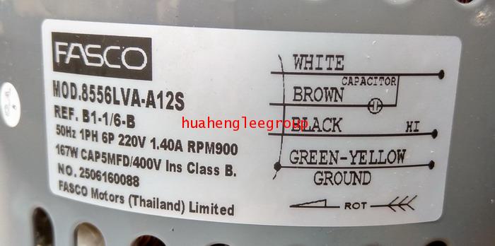 มอเตอร์ คอยล์ร้อน FASCO ชนิดกลม 1/6HP Model:B1-1/6-B (8556LVA-A12S) 2