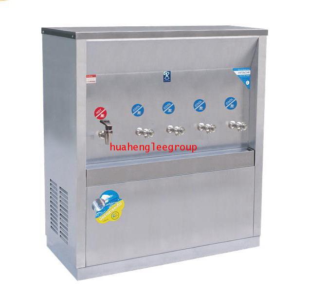 ตู้ทำน้ำร้อน-เย็นสเตนเลส แบบต่อท่อประปา 5 ก๊อก หน้าเว้า (เย็น4ร้อน1) (MCH-5P) MAXCOOL