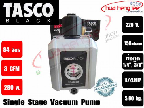 แวคคั่มปั๊ม โรตารี่ 1 ชั้น (ปั๊มสูญญากาศ) ยี่ห้อTASCO รุ่น TB430SZ (84ลิตร/นาที) (3CFM) ** มาทดแทนรุ 3
