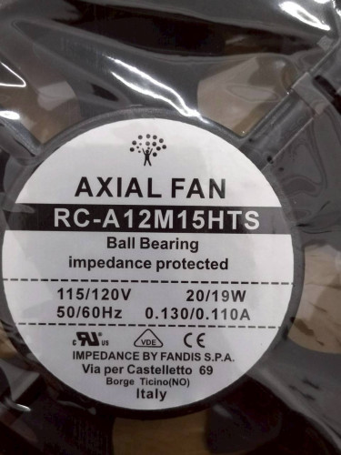 AXIAL FAN MODEL: RC-A12M15HTS 115/120V 20/19W 0.130/0.110A ราคา 1,550. ...