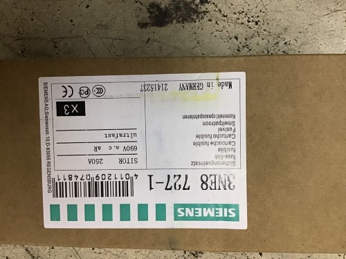 Fusible Rapide Siemens 3NE8727-1 - 690V 250A - Pour Installations électriques Industrielles - Neuf