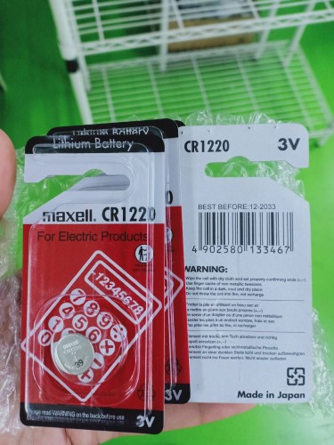 MAXELL ถ่านกระดุม LITHIUM BATTERY MODEL: CR1220 3V ราคา 190 บาท