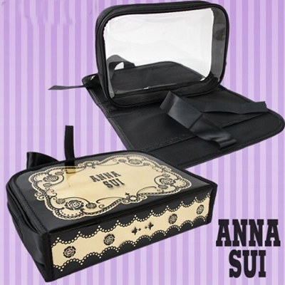 Anna Sui Cosmetic Bag คลัทช์ใส่เครื่องสำอางสีครีม-ดำสุดสวย 1