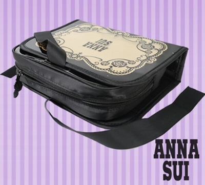 Anna Sui Cosmetic Bag คลัทช์ใส่เครื่องสำอางสีครีม-ดำสุดสวย 2