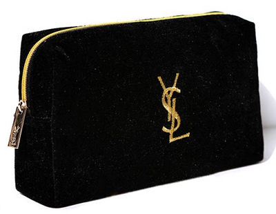 Yves Saint Laurent Black Velvet  Makeup Pouch กระเป๋าใส่เครื่องสำอางผ้ากำมะหยี่สีดำ