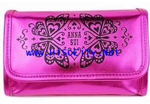 Anna Sui Pink Cosmetic Bag กระเป๋าเครื่องสำอางสีชมพูเมทัลลิกพร้อมกระจกในตัว